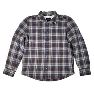Lucky Brand Jacket Mens Large Plaid Flannel Sherpa Lined Pearl Snap Pockets